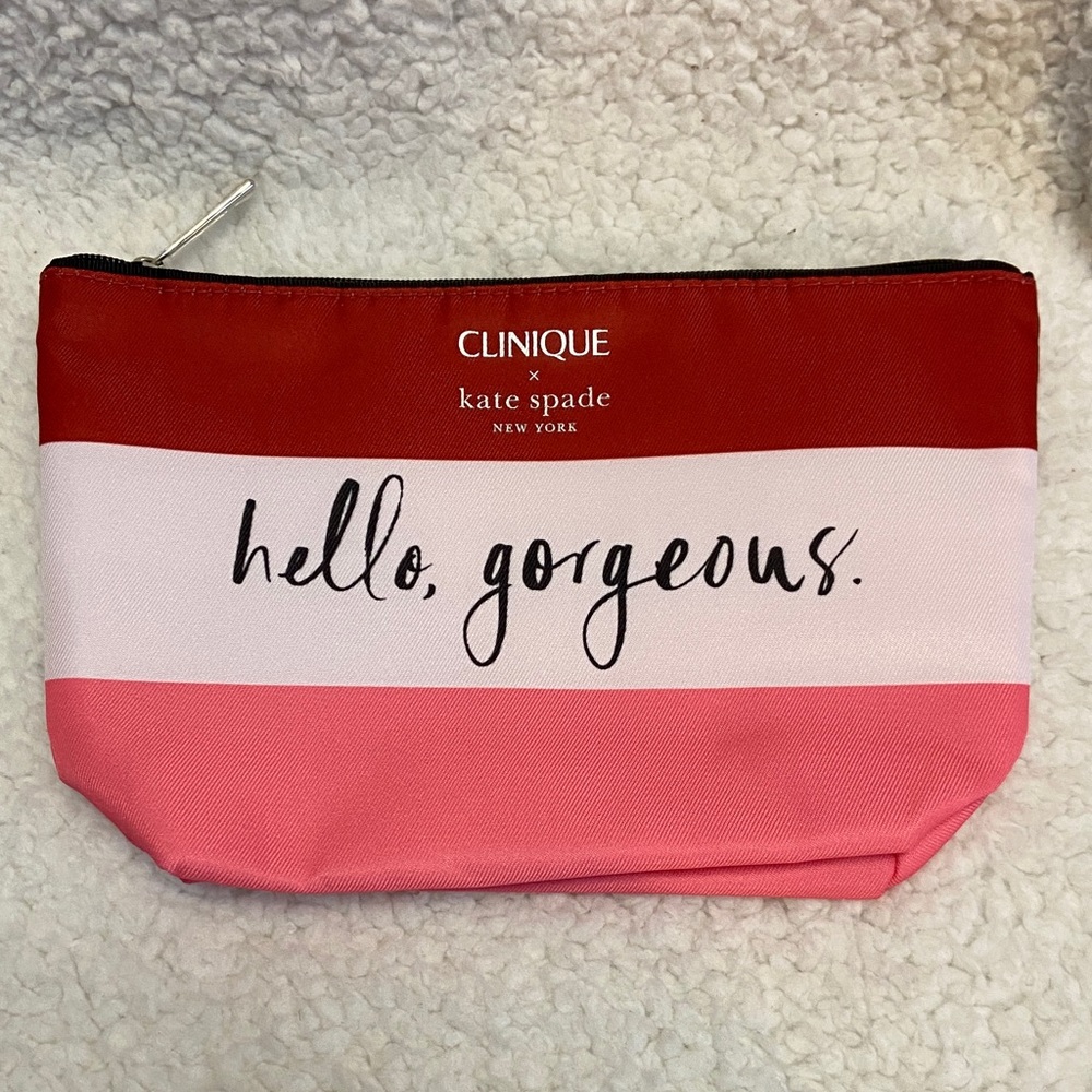 NWOT Limited Edition Clinique x Kate spade New York Tri-color Cosmetics Pouch